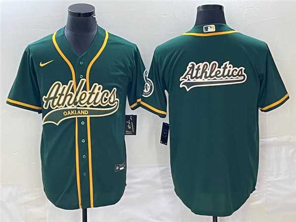 Men%27s Oakland Athletics Green Team Big Logo Cool Base Stitched Baseball Jersey 002->oakland athletics->MLB Jersey